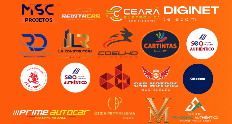 Logotipos de empresas parceiras da FM Digital